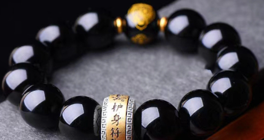 Obsidian Black Diamond Warrior gemstone for protection and Buddhist practice