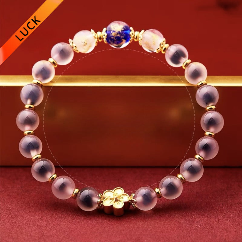 Semi-Sugar Gold Foil Five-Petal Flower Bracelet for attracting good luck, protection, wealth, and health