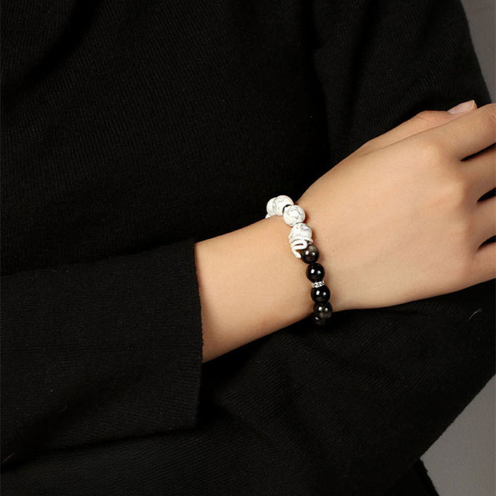 Sterling Silver Snake Obsidian Bracelet