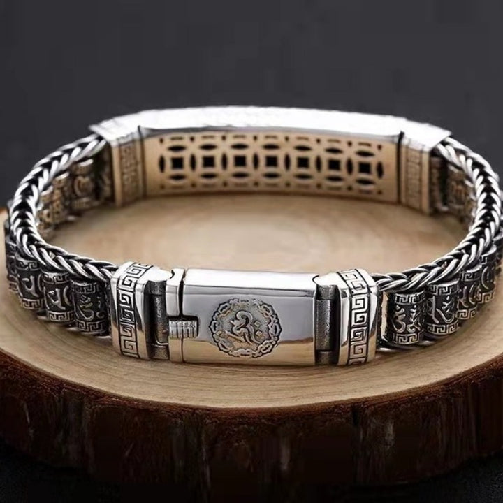 Six-Syllable Mantra Prayer Wheel Metal Braided Blessing Bracelet