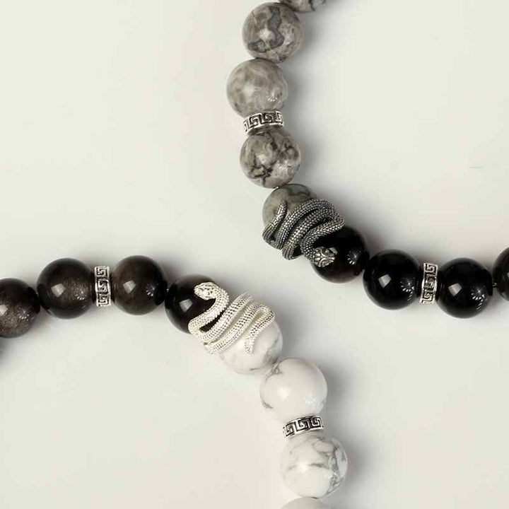 Sterling Silver Snake Obsidian Bracelet