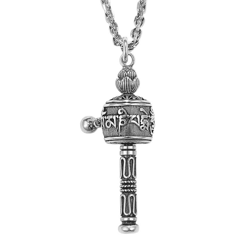 Six-Syllable Mantra Prayer Wheel Pendant for good luck, protection, wealth, and health1