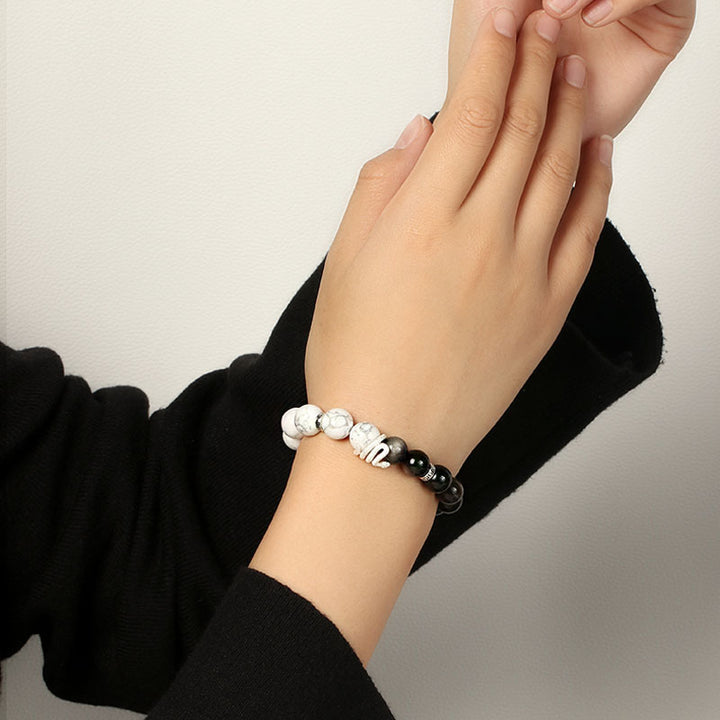 Sterling Silver Snake Obsidian Bracelet