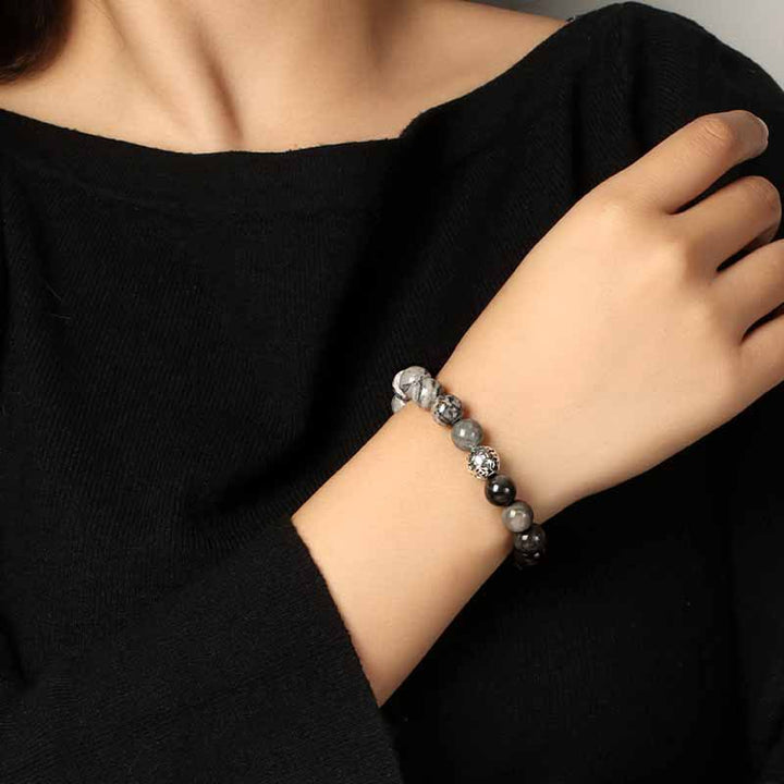 Sterling Silver Snake Obsidian Bracelet