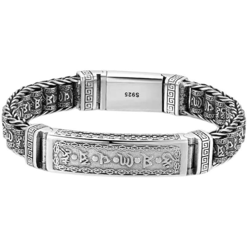Six-Syllable Mantra Prayer Wheel Metal Braided Blessing Bracelet