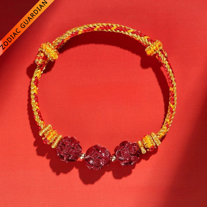 Cinnabar Three-Match Zodiac Sign Red Braided Bracelet