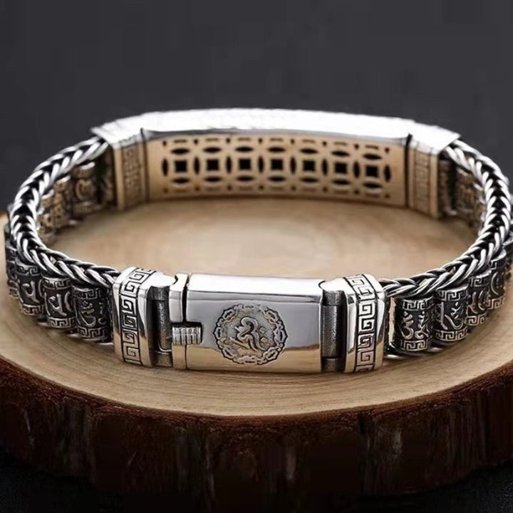 Six-Syllable Mantra Prayer Wheel Metal Braided Blessing Bracelet