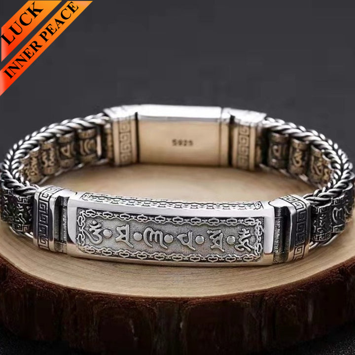 Six-Syllable Mantra Prayer Wheel Metal Braided Blessing Bracelet