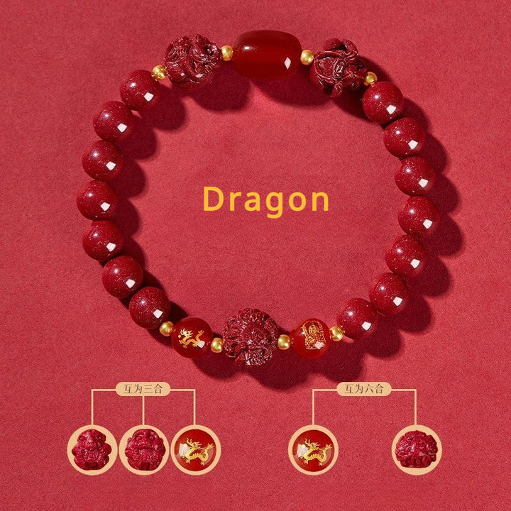 Cinnabar bracelet for Three-Match and Six-Match Zodiac Signs designed to attract good luck, protection, and Buddhist Guardian blessings6