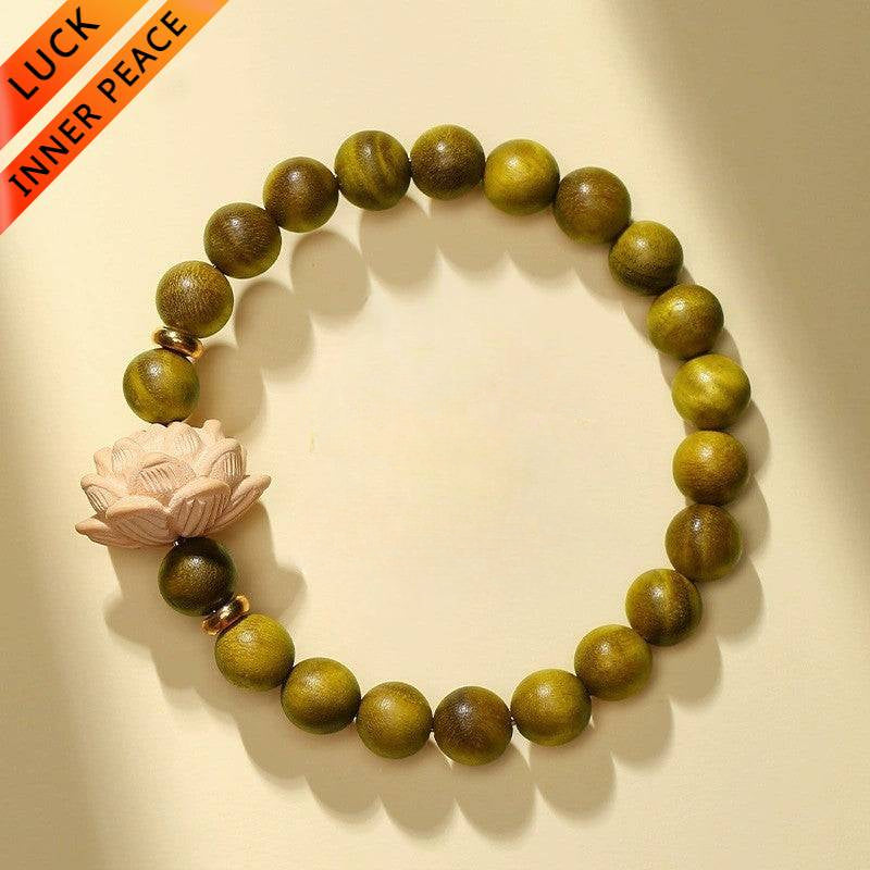 Green Sandalwood Lotus Good Luck Prayer Bead Bracelet for luck and protection0