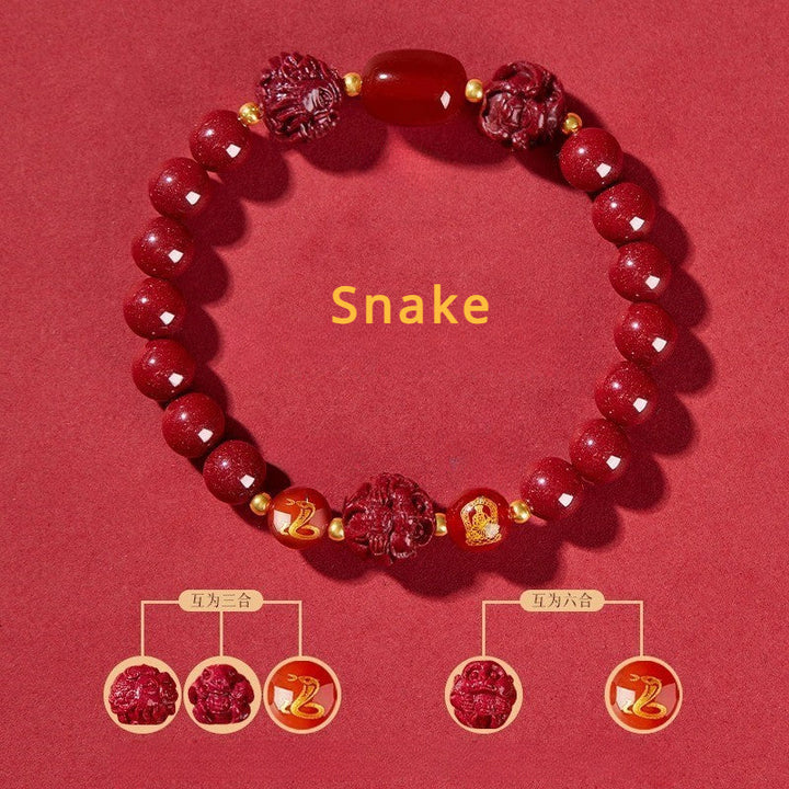 Cinnabar bracelet for Three-Match and Six-Match Zodiac Signs designed to attract good luck, protection, and Buddhist Guardian blessings7