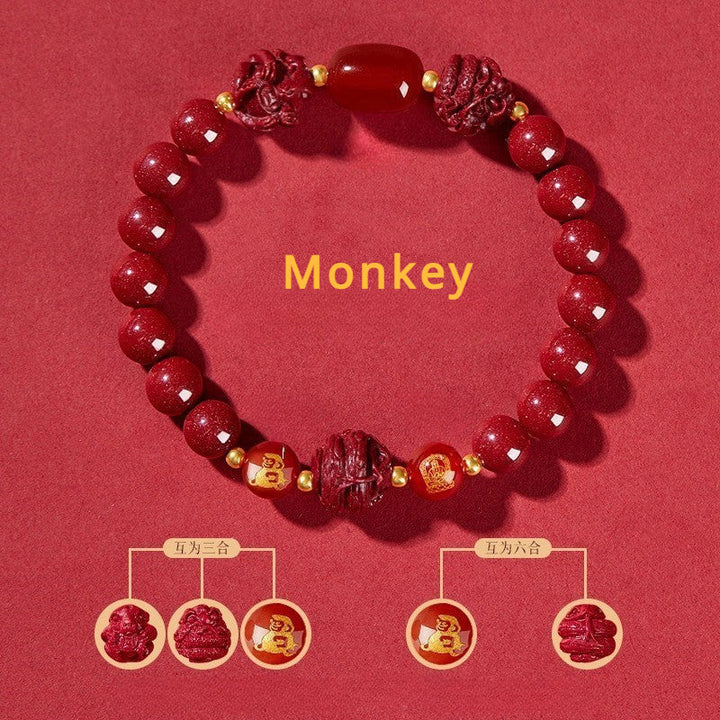 Cinnabar bracelet for Three-Match and Six-Match Zodiac Signs designed to attract good luck, protection, and Buddhist Guardian blessings5