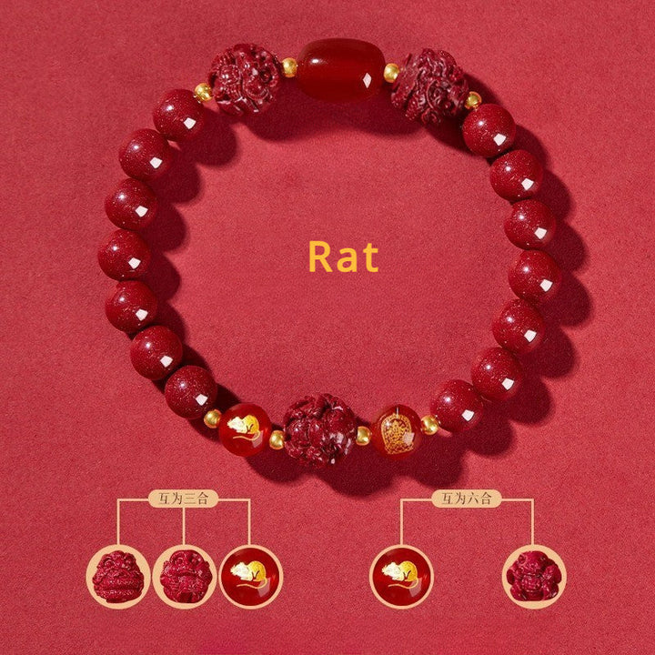 Cinnabar bracelet for Three-Match and Six-Match Zodiac Signs designed to attract good luck, protection, and Buddhist Guardian blessings4