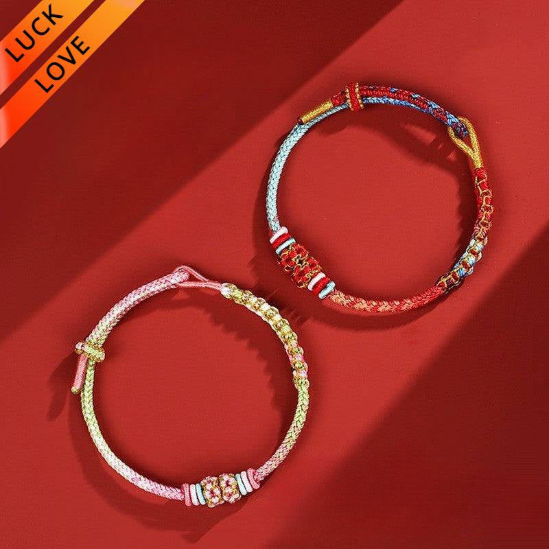 Peaceful Love Gradual Change Peach Blossom Woven Bracelet for good luck, protection, and love0
