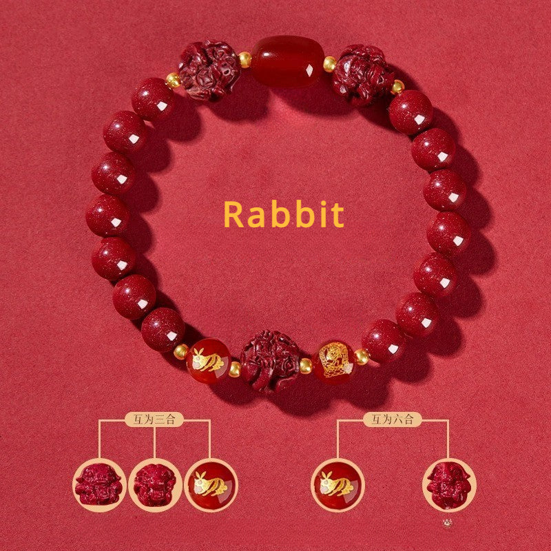 Cinnabar bracelet for Three-Match and Six-Match Zodiac Signs designed to attract good luck, protection, and Buddhist Guardian blessings11