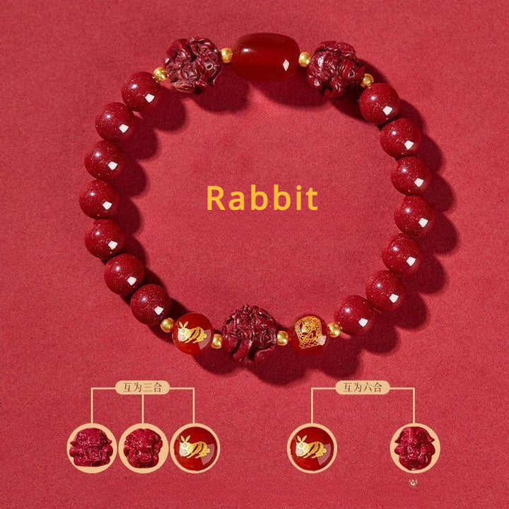 Cinnabar bracelet for Three-Match and Six-Match Zodiac Signs designed to attract good luck, protection, and Buddhist Guardian blessings11