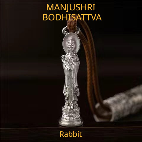 Chinese Zodiac Guardian Deity Necklace with Six-Character Mantra for Good Luck, Protection, Wealth, and Health0