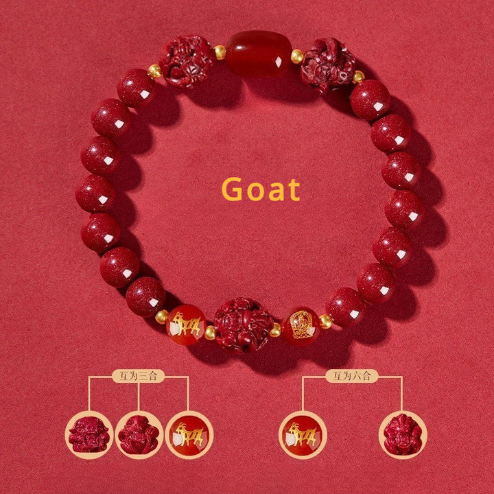 Cinnabar bracelet for Three-Match and Six-Match Zodiac Signs designed to attract good luck, protection, and Buddhist Guardian blessings1