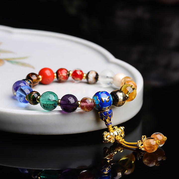 Liuli Eighteen Arhats bracelet for attracting good luck, protection, Buddhist guardian, wealth, and health0