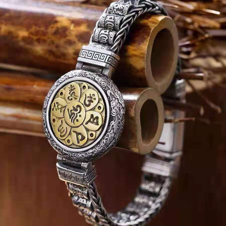 Six-Syllable Mantra Rotating Prayer Wheel Bracelet for attracting good luck and protection0