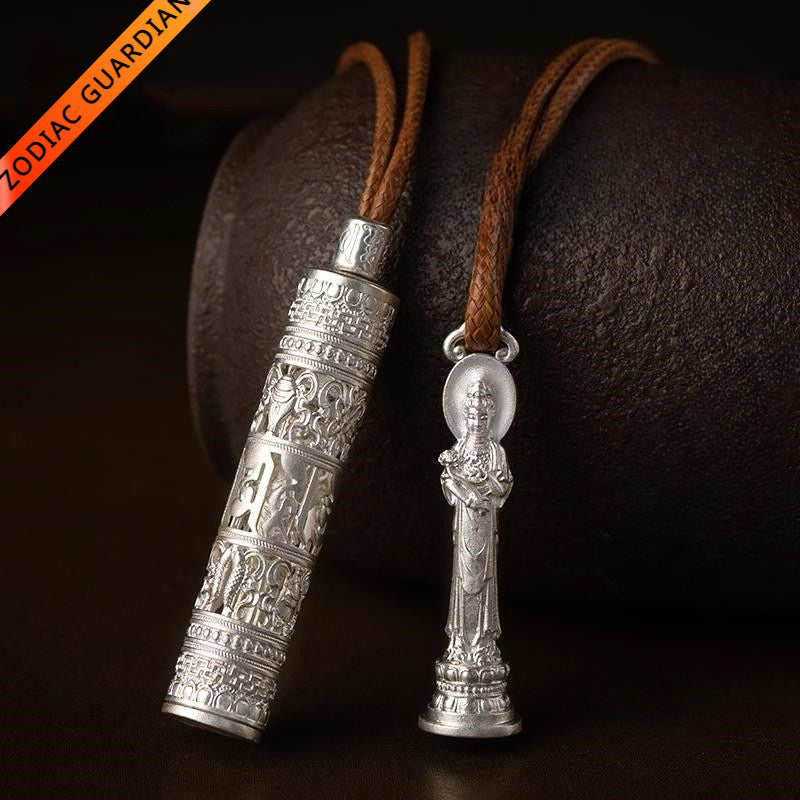 Chinese Zodiac Guardian Deity Necklace with Six-Character Mantra for Good Luck, Protection, Wealth, and Health3