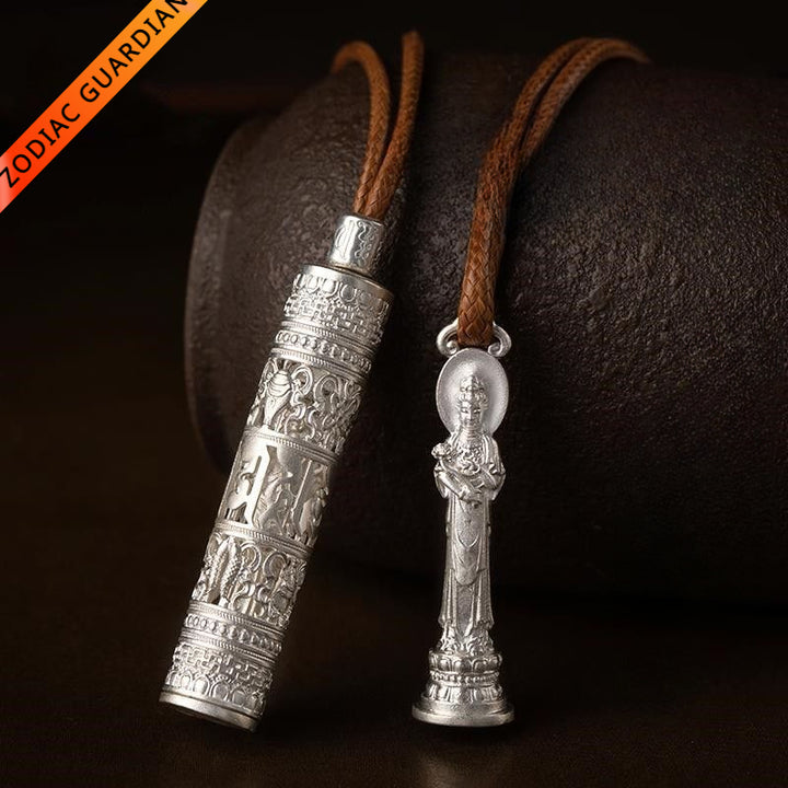Chinese Zodiac Guardian Deity Necklace with Six-Character Mantra for Good Luck, Protection, Wealth, and Health3