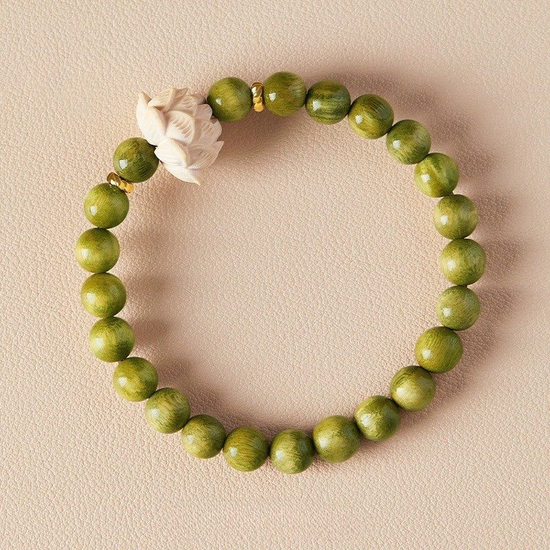Green Sandalwood Lotus Good Luck Prayer Bead Bracelet for luck and protection2