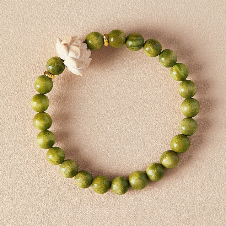 Green Sandalwood Lotus Good Luck Prayer Bead Bracelet for luck and protection2