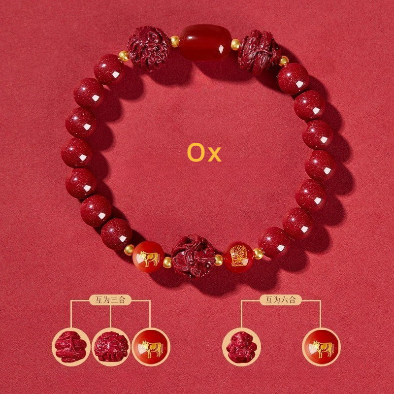 Cinnabar bracelet for Three-Match and Six-Match Zodiac Signs designed to attract good luck, protection, and Buddhist Guardian blessings2