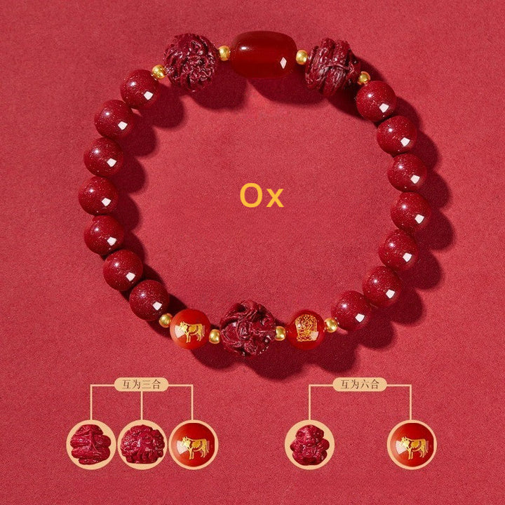 Cinnabar bracelet for Three-Match and Six-Match Zodiac Signs designed to attract good luck, protection, and Buddhist Guardian blessings2