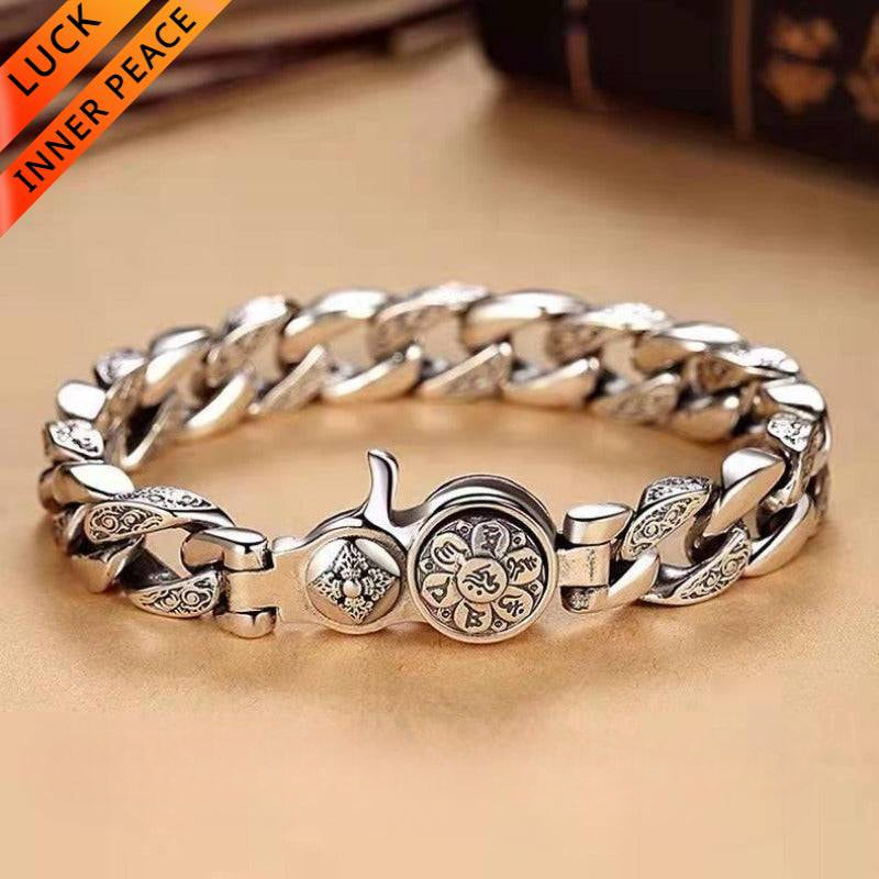 Silver-Plated Six-Syllable Mantra Bracelet for attracting good luck and protection1