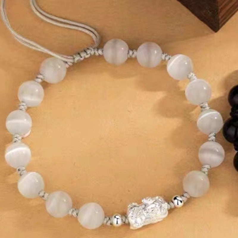 Pixiu Couple Bracelet 999 Fine Silver with Selected Gemstone for Good Luck, Protection, and Wealth2