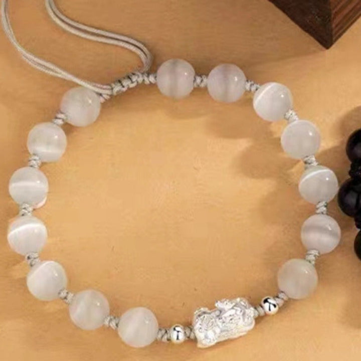 Pixiu Couple Bracelet 999 Fine Silver with Selected Gemstone for Good Luck, Protection, and Wealth2
