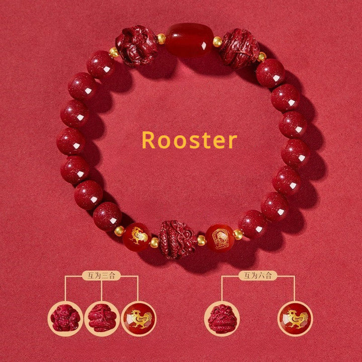 Cinnabar bracelet for Three-Match and Six-Match Zodiac Signs designed to attract good luck, protection, and Buddhist Guardian blessings3
