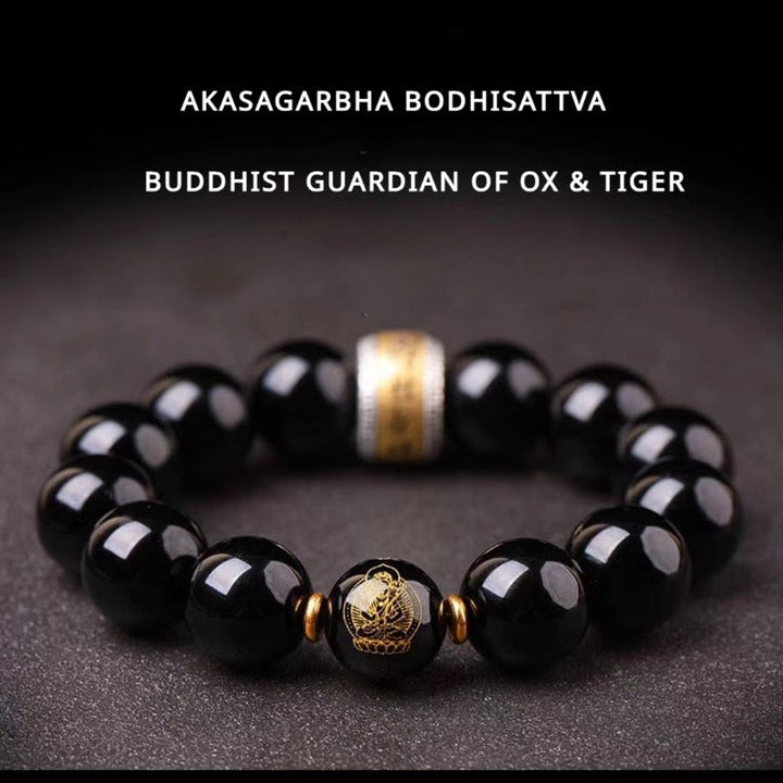 Obsidian Chinese Zodiac Guardian Bracelet with Jet Black Finish for attracting good luck, protection, Buddhist Guardian blessings, wealth, and health8