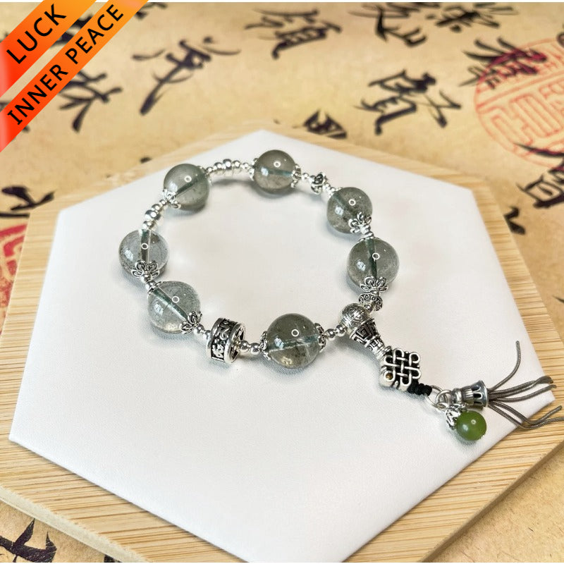 Natural Green Phantom Crystal Bracelet for good luck, protection, Buddhist Guardian, wealth, and health0