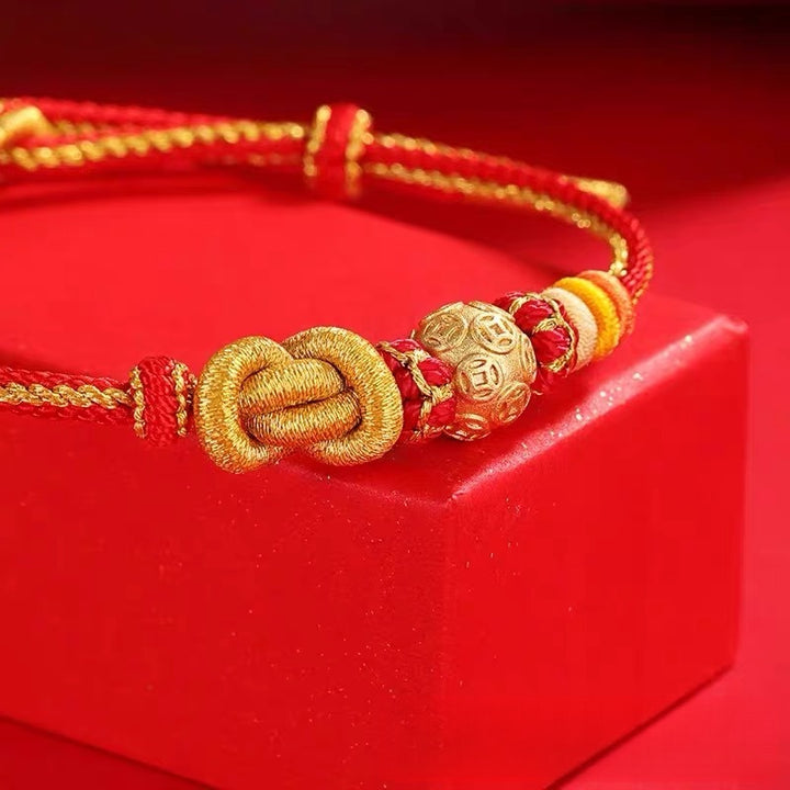 2025 Year of the Snake Sand Gold Coin Braided Bracelet