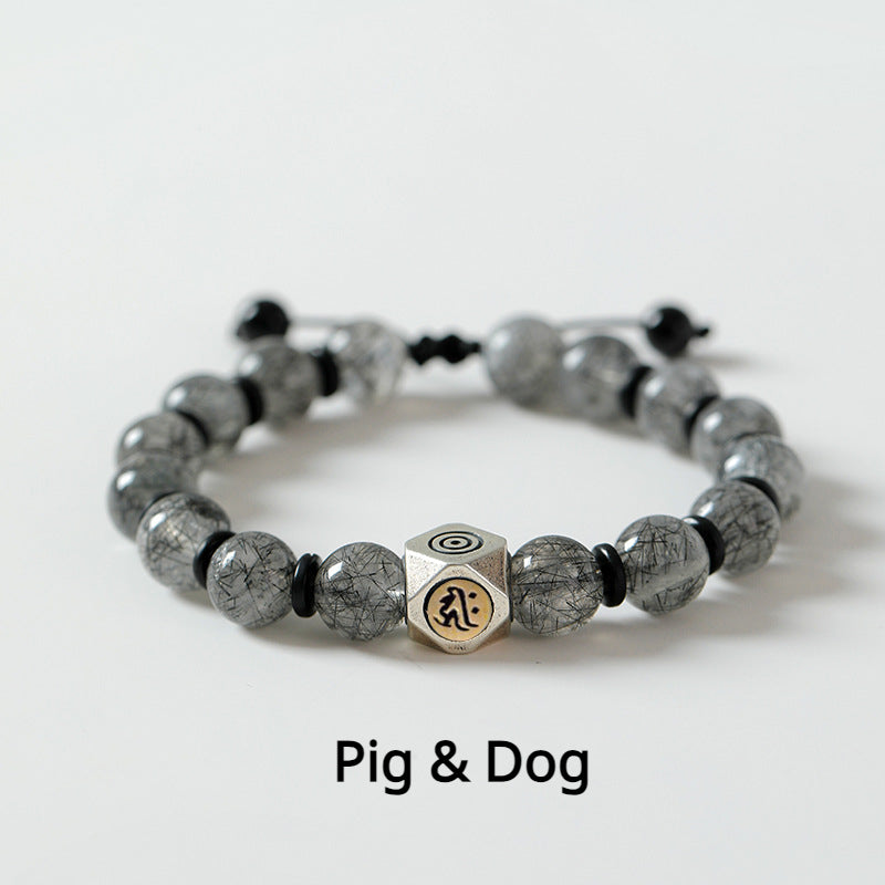 Zodiac Patron Buddha Bracelet with Black Hair Crystal for attracting good luck, protection, Buddhist Guardian blessings, wealth, and health3