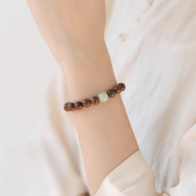 Hetian Jade Sandalwood Buddha Bead Bracelet