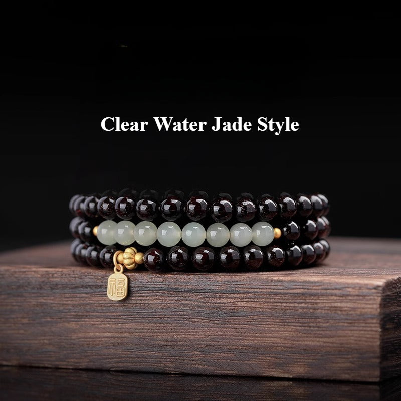 Sandalwood and Hetian Jade Bracelet