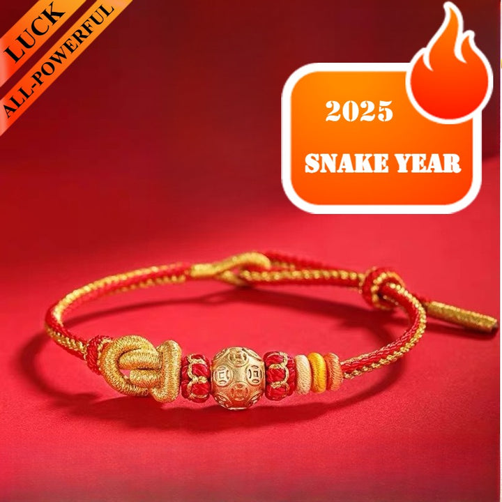 2025 Year of the Snake Sand Gold Coin Braided Bracelet