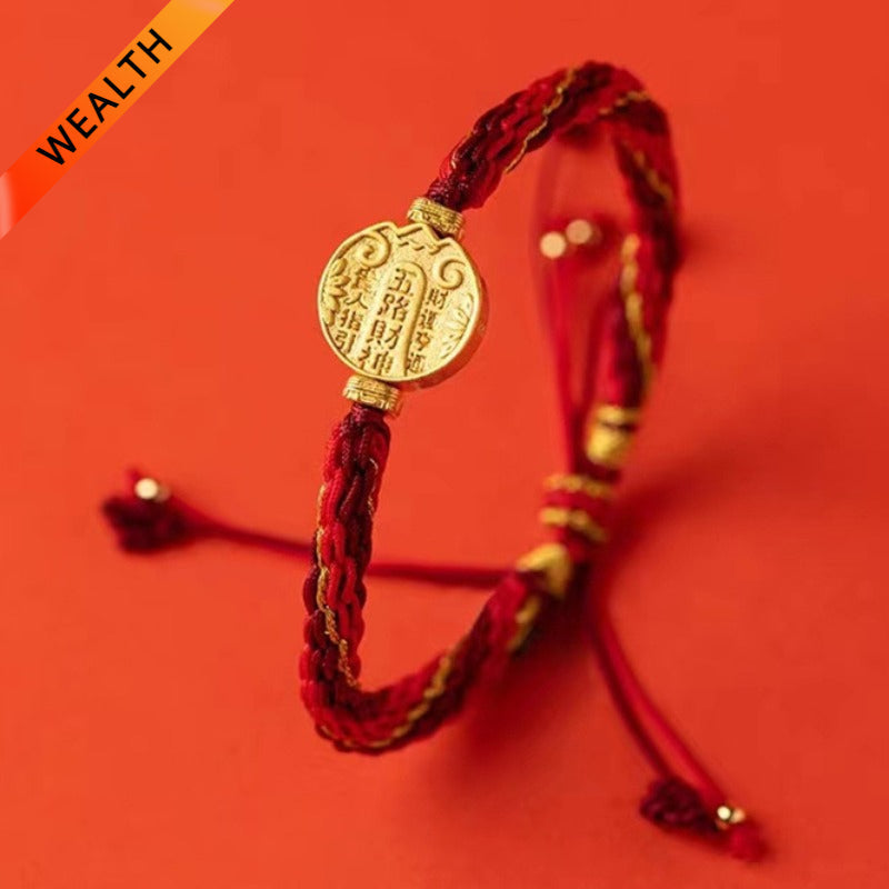 Tibetan Five Wealth Gods Vajra Knot Braided Bracelet for good luck, protection, Buddhist Guardian, wealth, and health