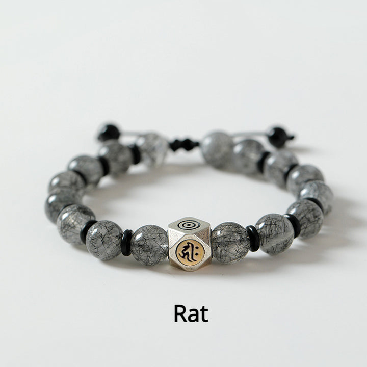 Zodiac Patron Buddha Bracelet with Black Hair Crystal for attracting good luck, protection, Buddhist Guardian blessings, wealth, and health4
