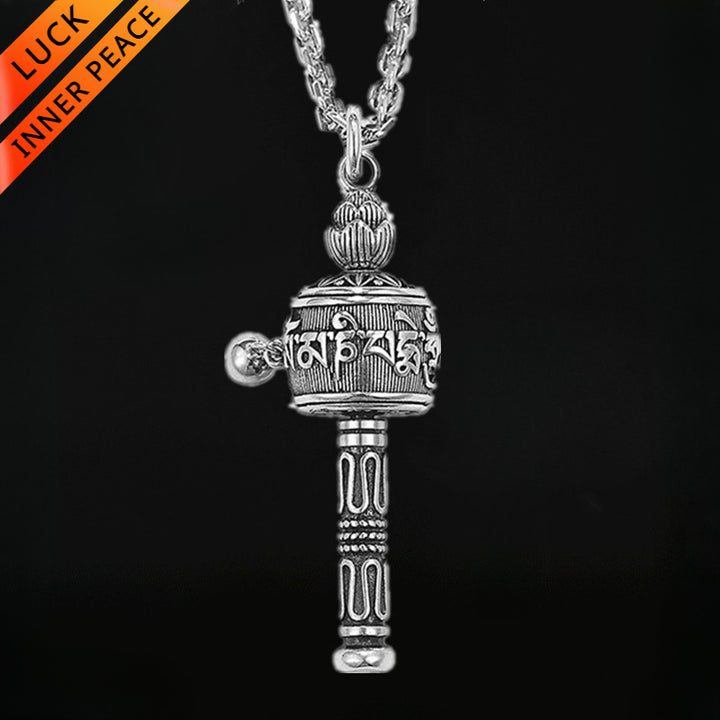 Six-Syllable Mantra Prayer Wheel Pendant for good luck, protection, wealth, and health0