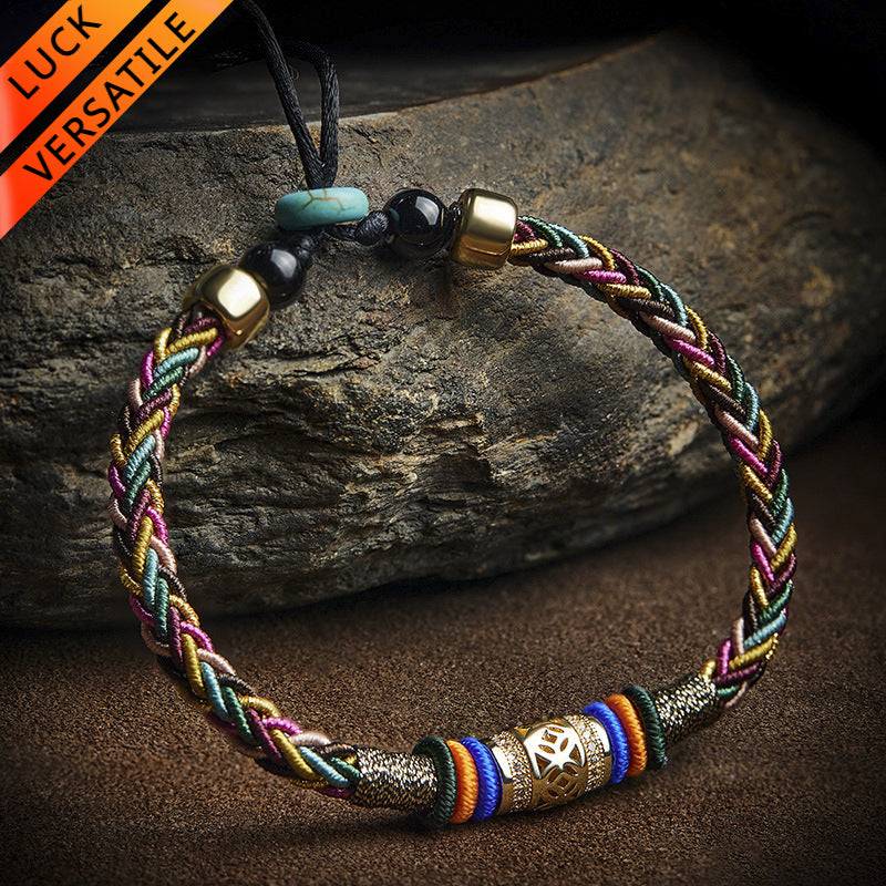 Tibetan Vajra Knot multicolor bracelet for good luck, protection, wealth, and health0