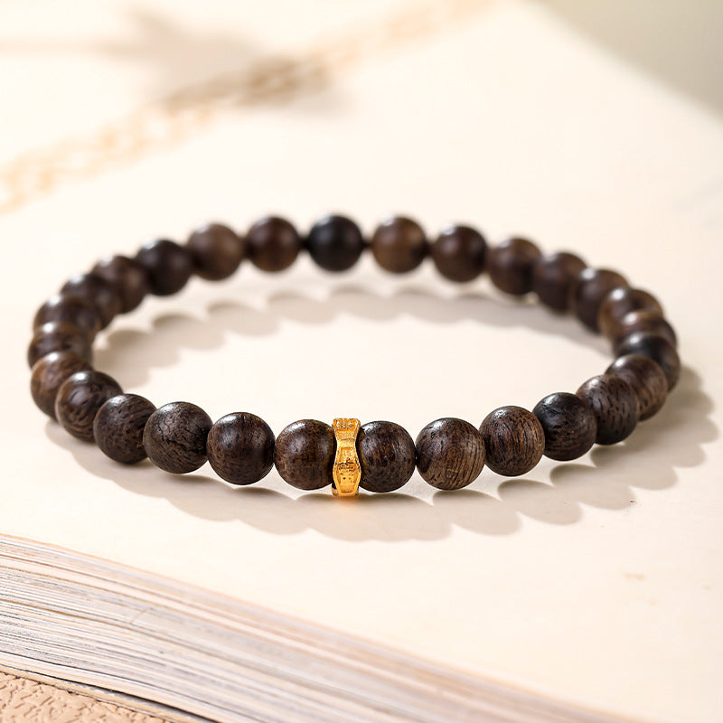 Agarwood and Hetian Jade Snake Year Fortune Bracelet