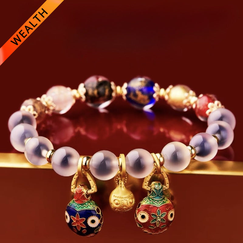 Semi-Sugar Agate Gold Swallowing Beast Bracelet for good luck, protection, Buddhist Guardian, wealth, and health0