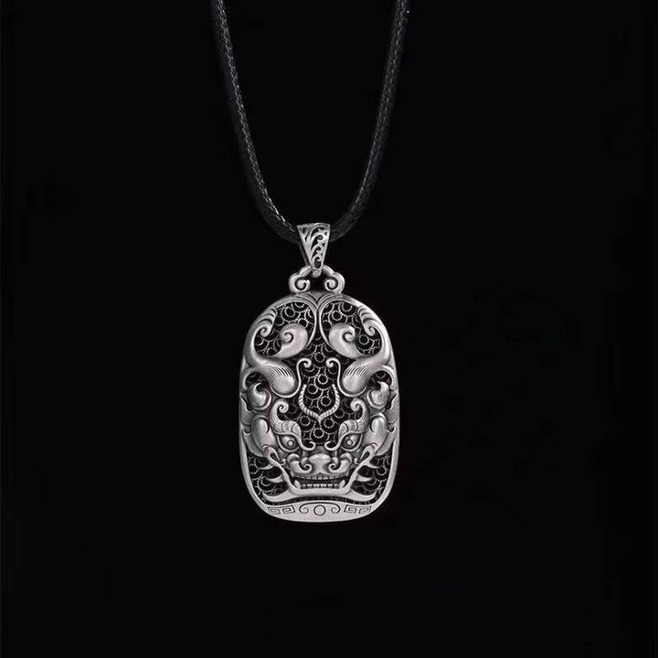 Hollow Pixiu Pendant Necklace for attracting good luck, protection, Buddhist Guardian, wealth, and health0