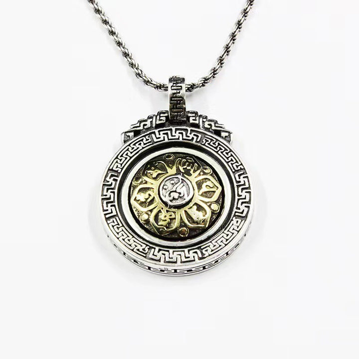 Rotatable Six-Syllable Mantra Pendant Necklace