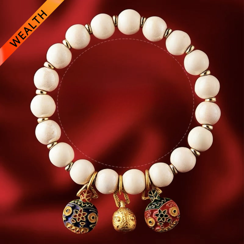 White Incense Ash Porcelain Gold Swallowing Beast Bracelet for attracting good luck, protection, wealth, and health